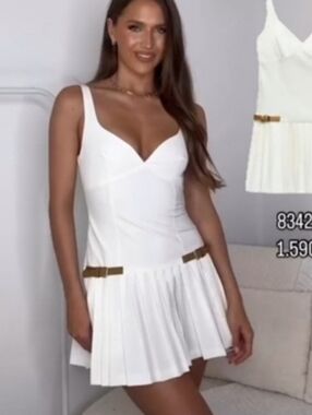 Zara Pleated  Dress White Size S and L